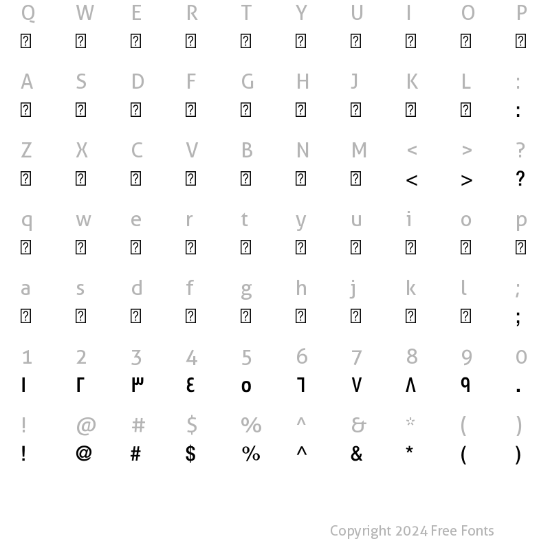 Character Map of SwissraCondensed-Medium ?