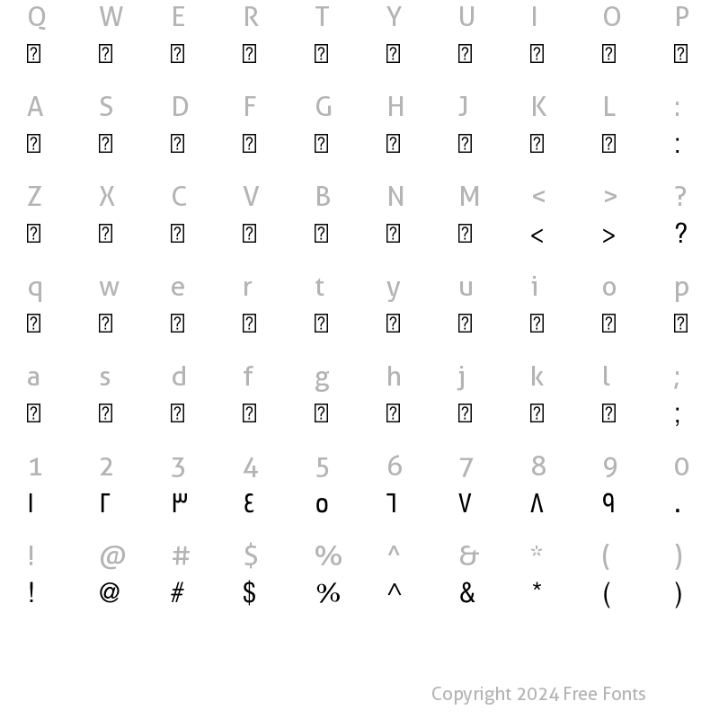 Character Map of SwissraCondensed-Normal ?