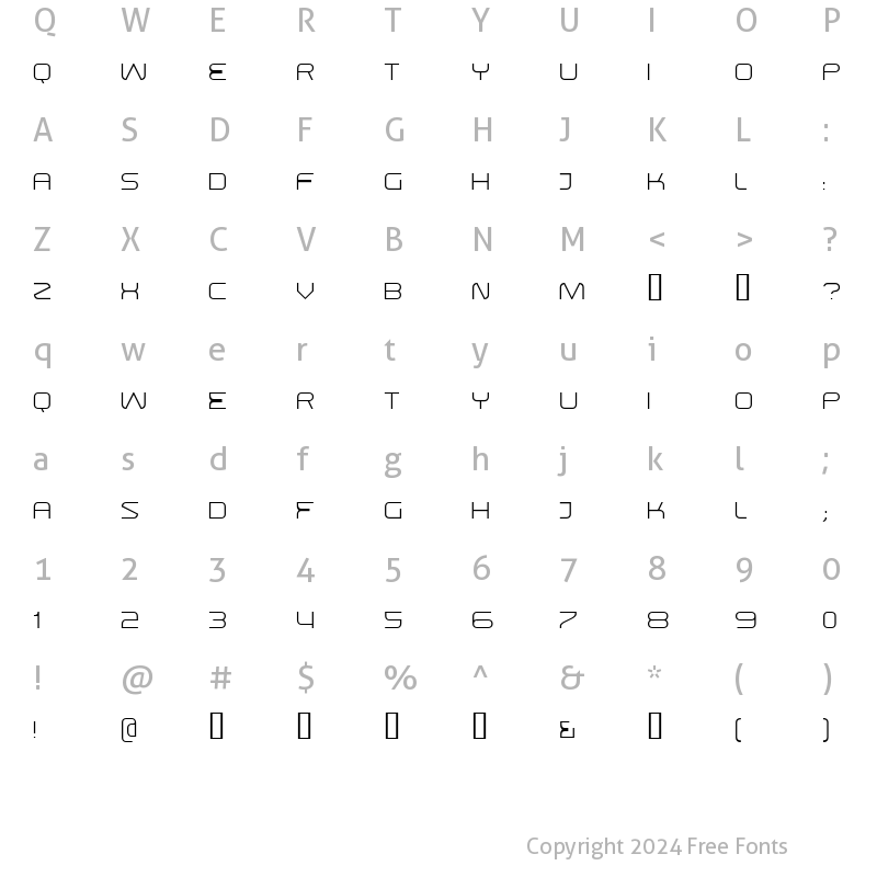 Character Map of Swisz Thin