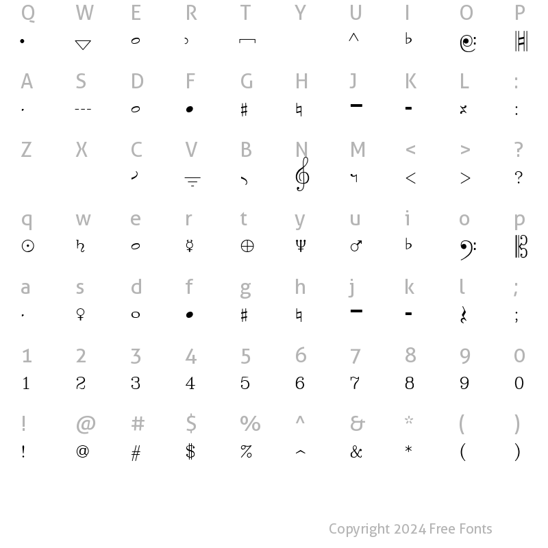 Character Map of SWMusic Regular