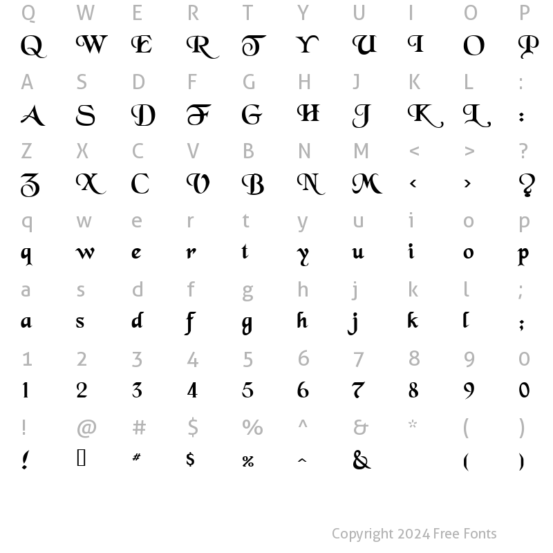 Character Map of Swordsman Bold