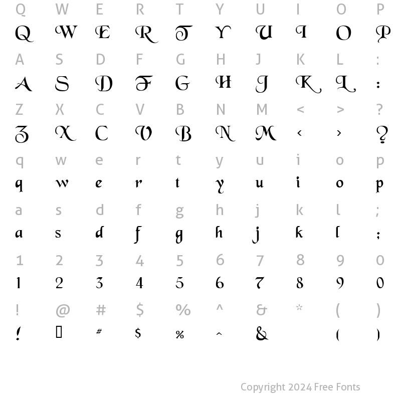 Character Map of Swordsman Regular