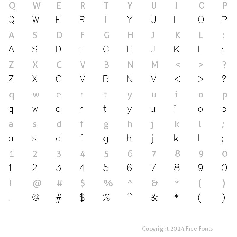 Character Map of SWSimp Regular