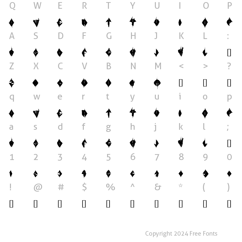 Character Map of SWSleep Regular