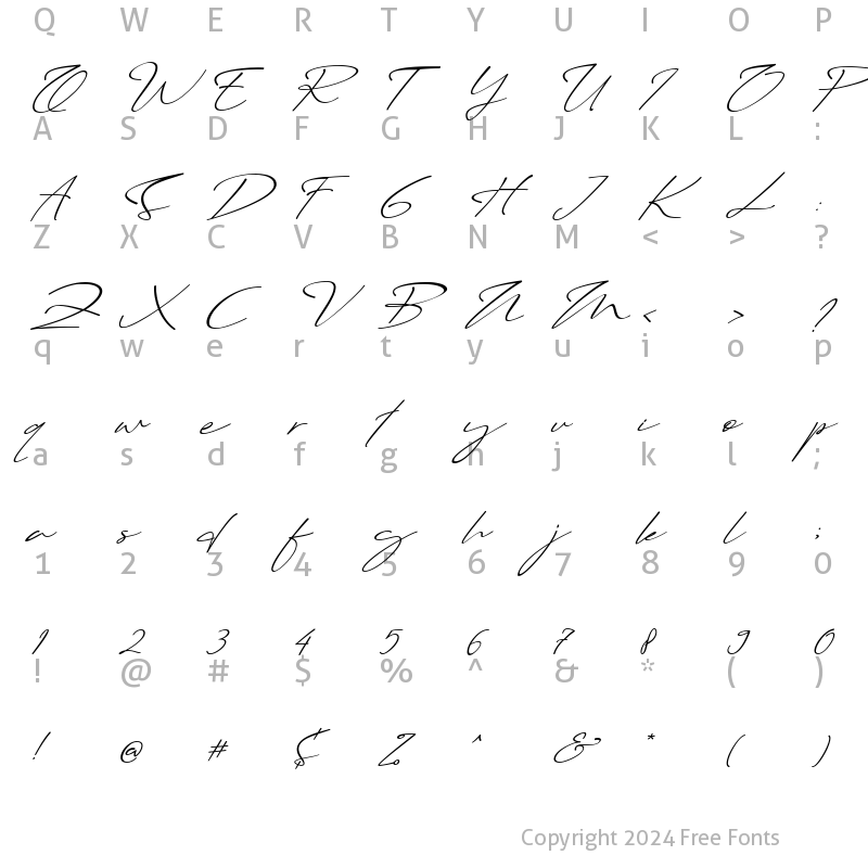 Character Map of Syabian Italic