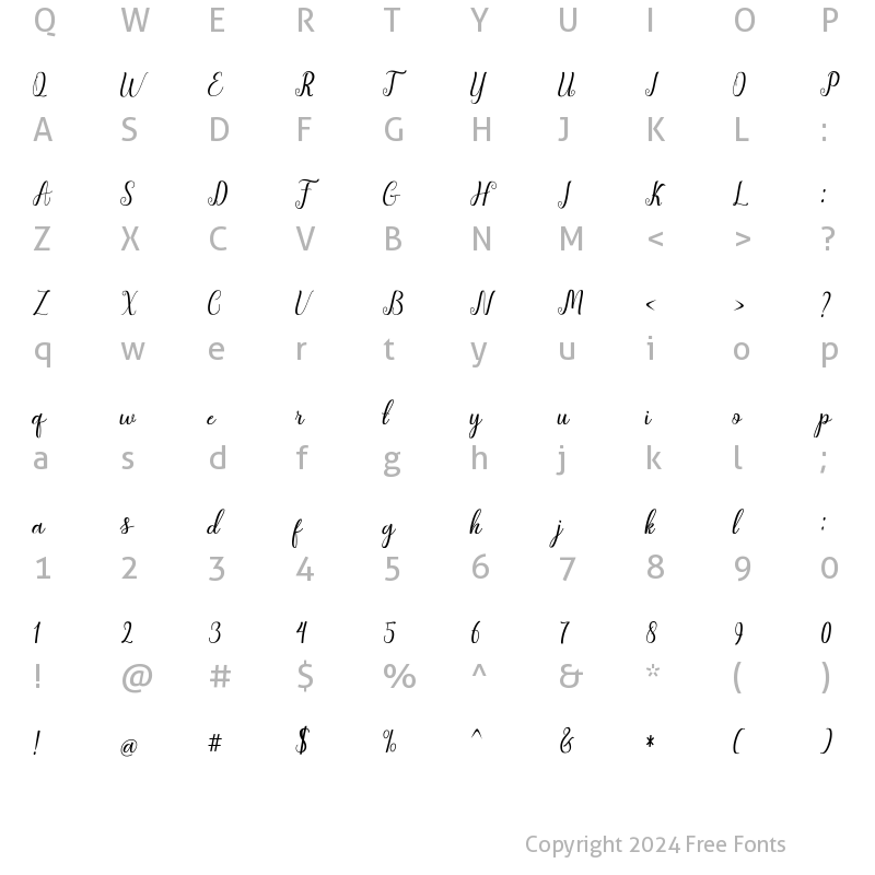 Character Map of Syantiana Regular