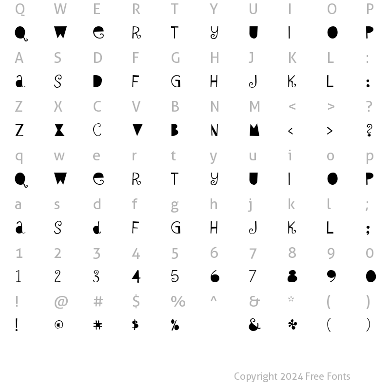 Character Map of Sybil Green Regular