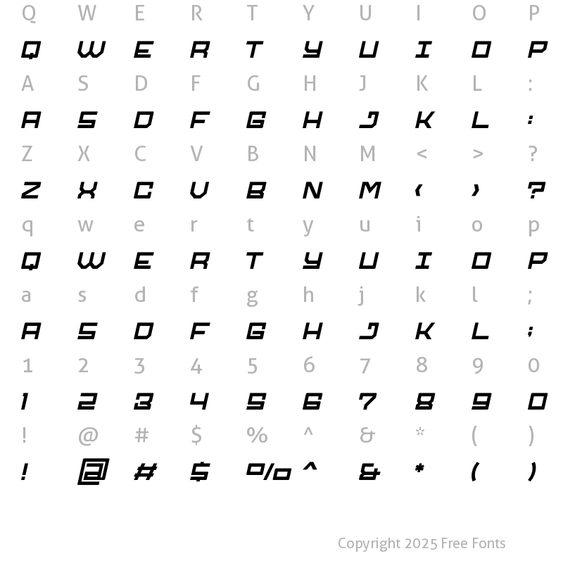 Character Map of Sybre Regular