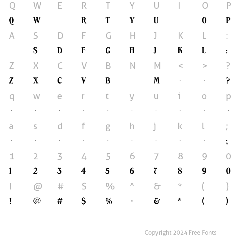 Character Map of SycamoreLight Regular