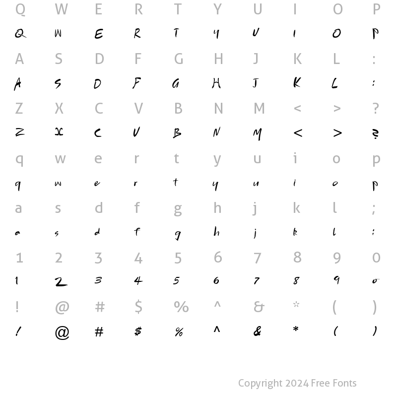 Character Map of Sydney 2000 Regular