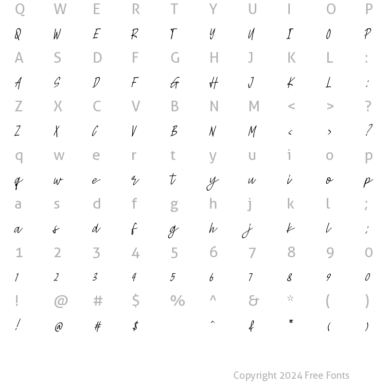 Character Map of Sylvia Regular