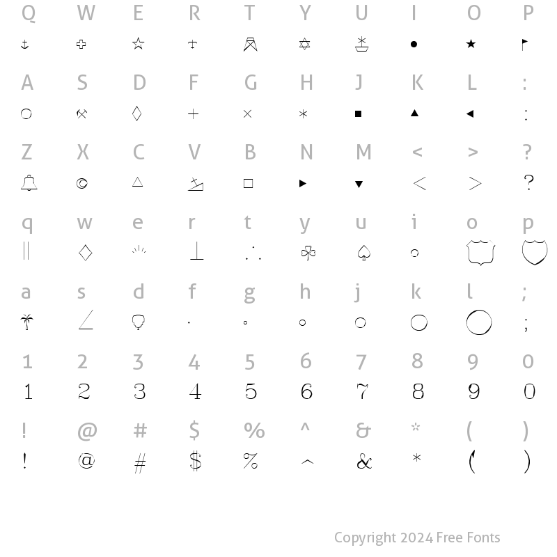 Character Map of Symap Regular