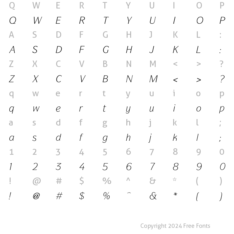 Character Map of Symbol Book Italic