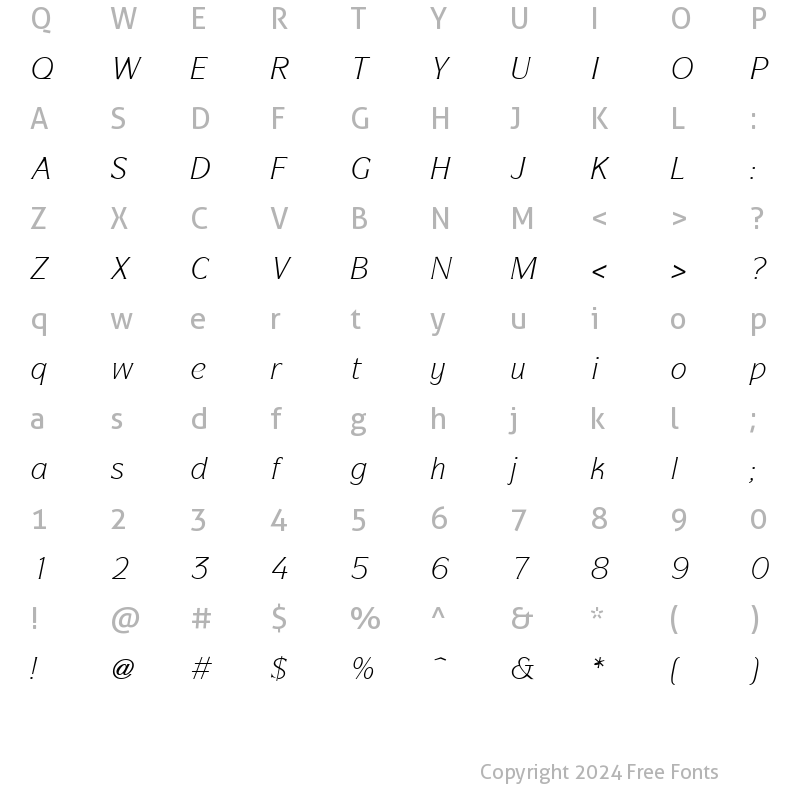 Character Map of Symbol ITC Italic