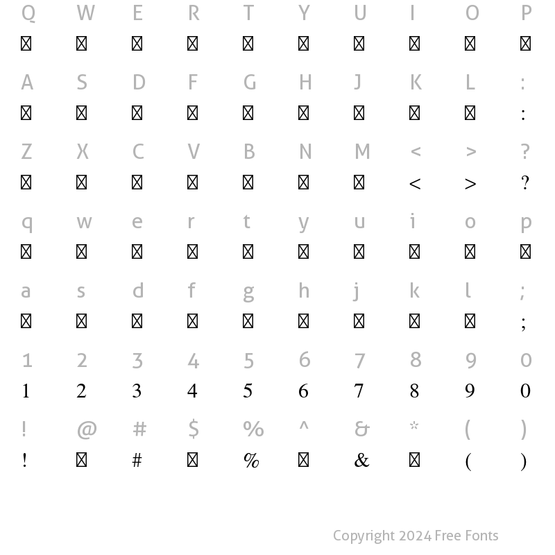 Character Map of Symbol Std Medium