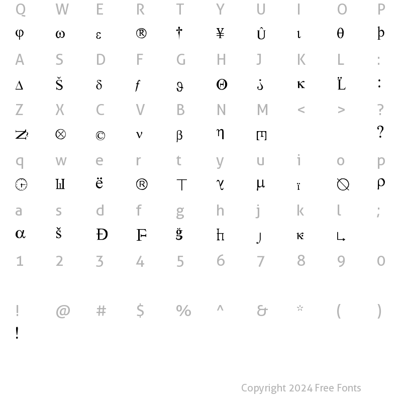 Character Map of SymbolNerve Haunted type