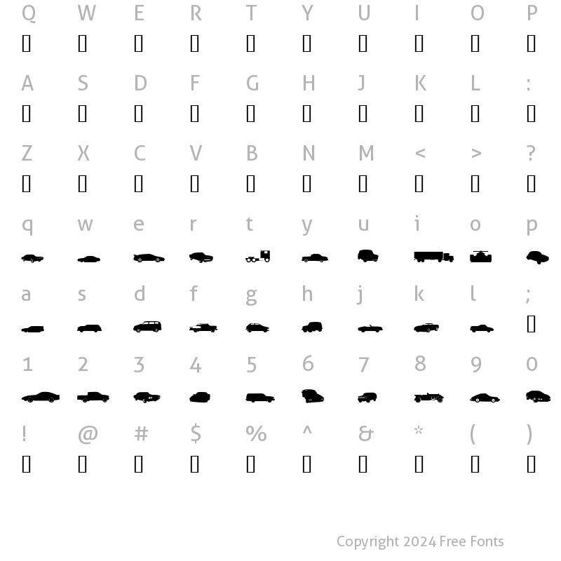 Character Map of Symbolon Cars Regular