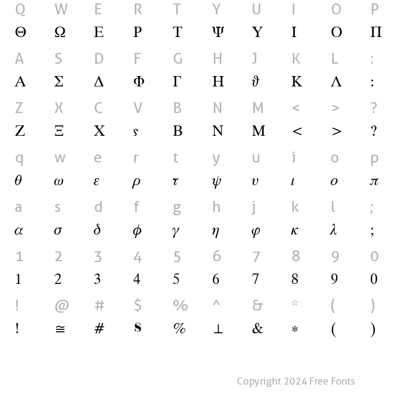 Character Map of Symbols 7 Normal