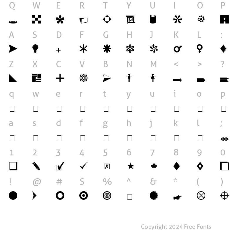 Character Map of Symbols Normal
