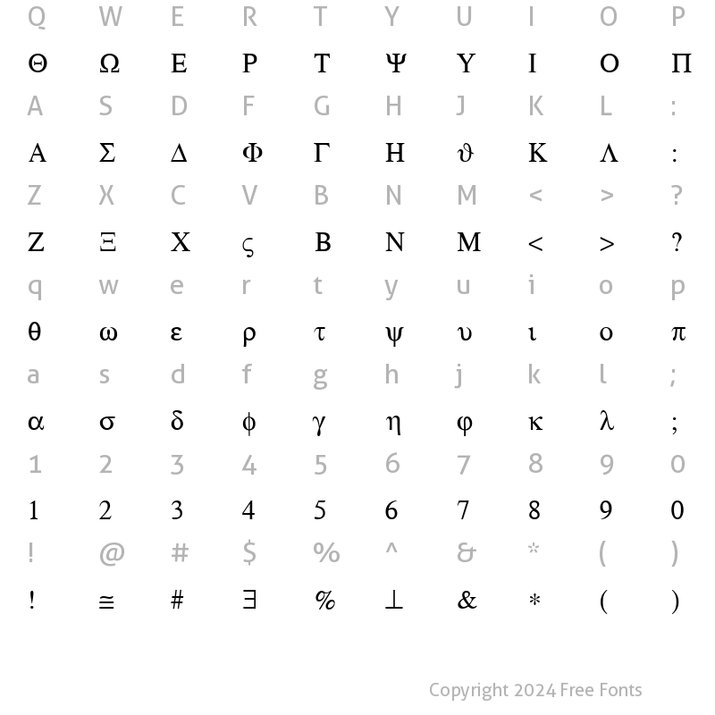 Character Map of SymbolSSi Regular