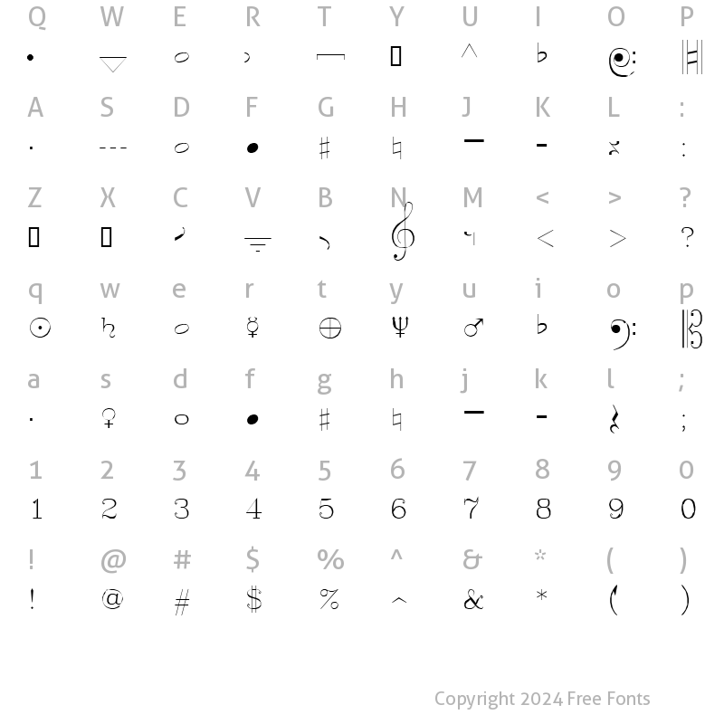 Character Map of Symusic Regular