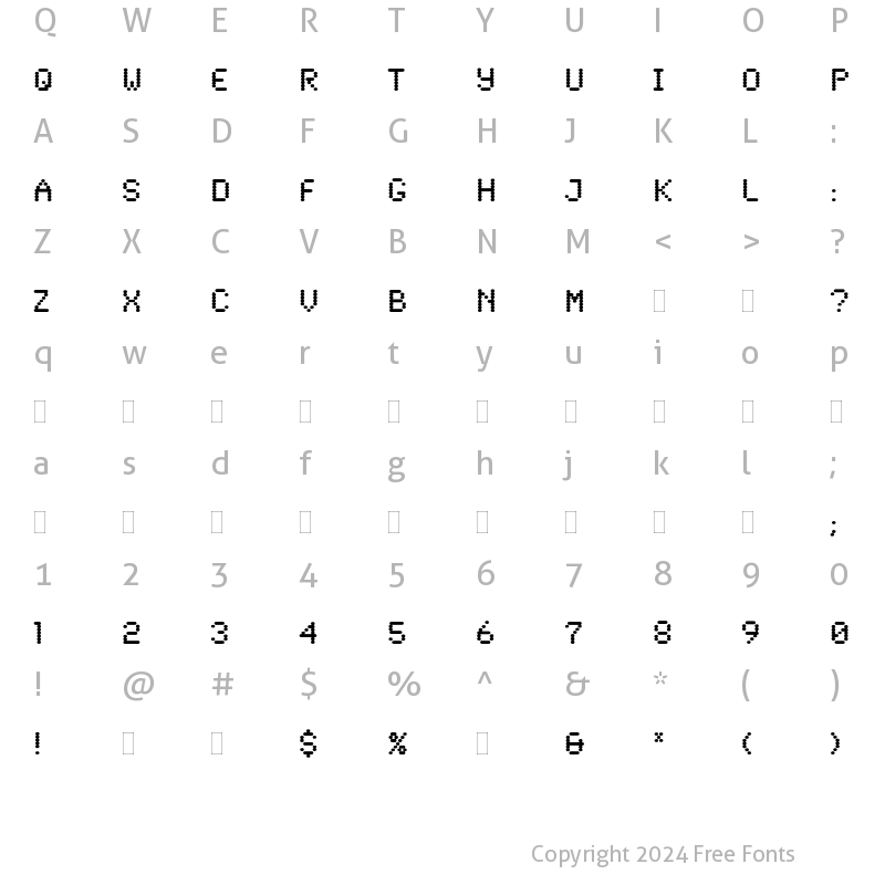 Character Map of Synchro Beta Plain Regular