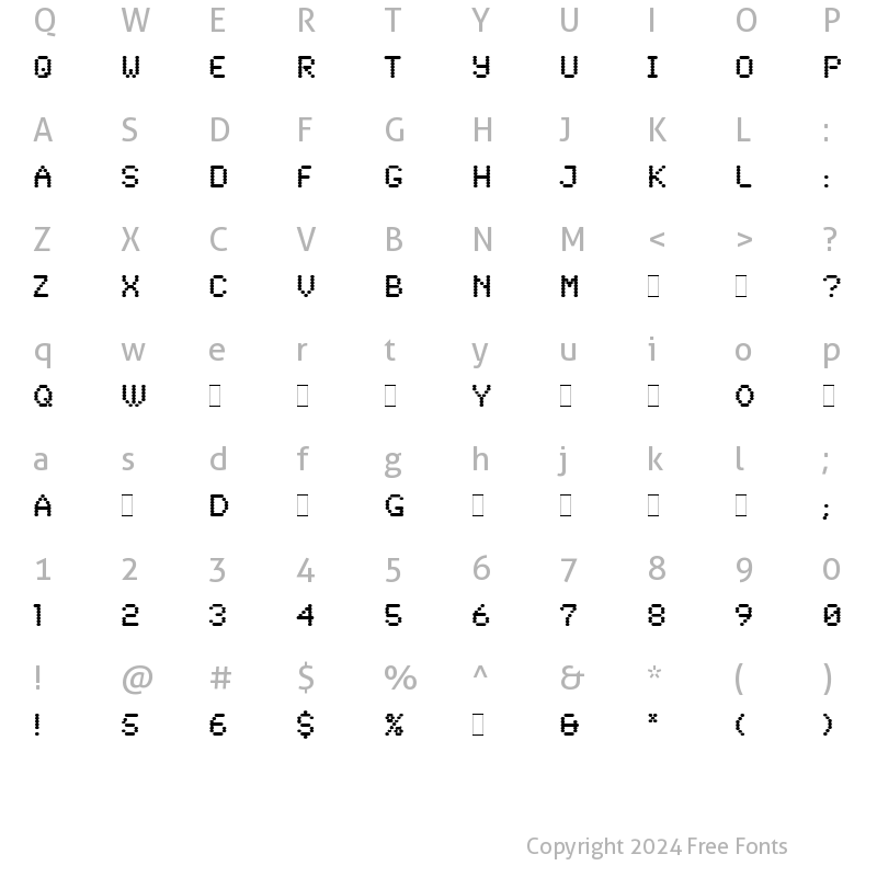 Character Map of Synchro LET Plain