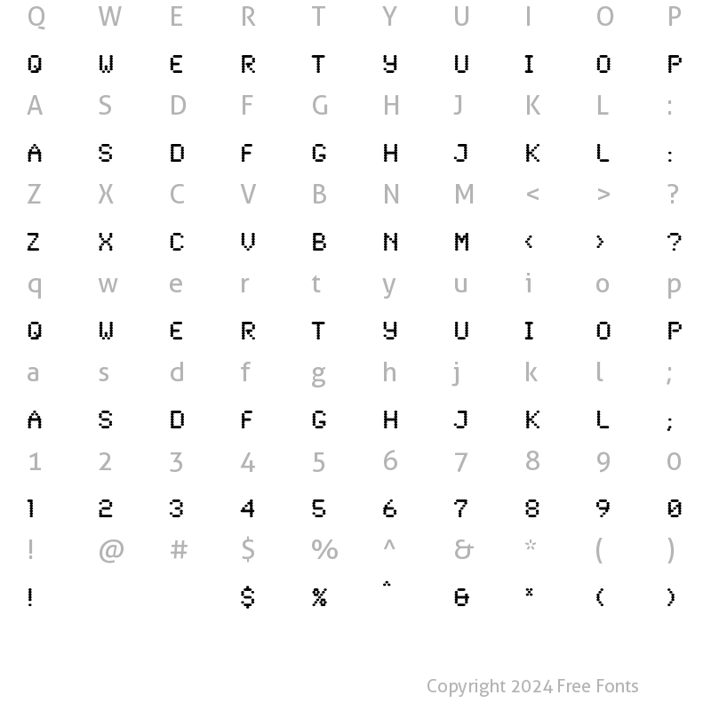 Character Map of Synchro .. Plain Regular