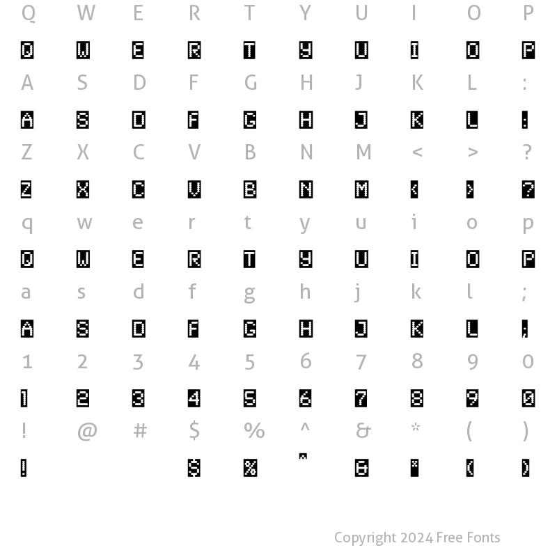 Character Map of Synchro reverse Plain Regular