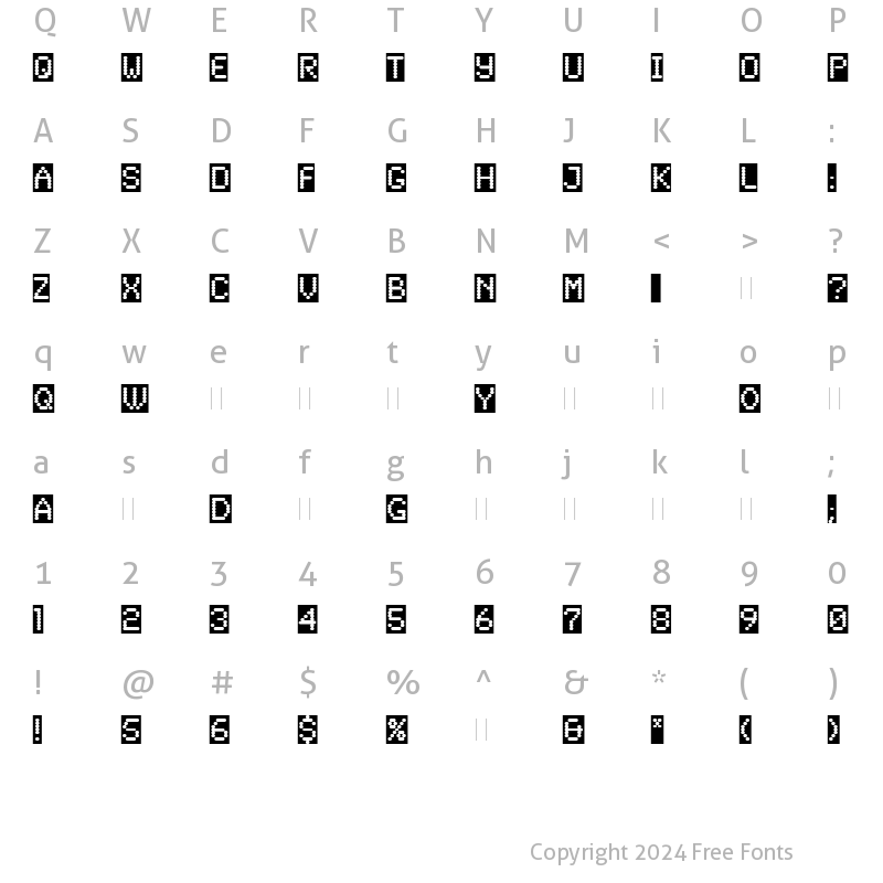 Character Map of Synchro Reversed LET Plain