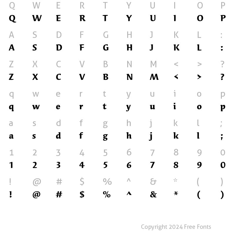 Character Map of Syndor ITC Std Bold