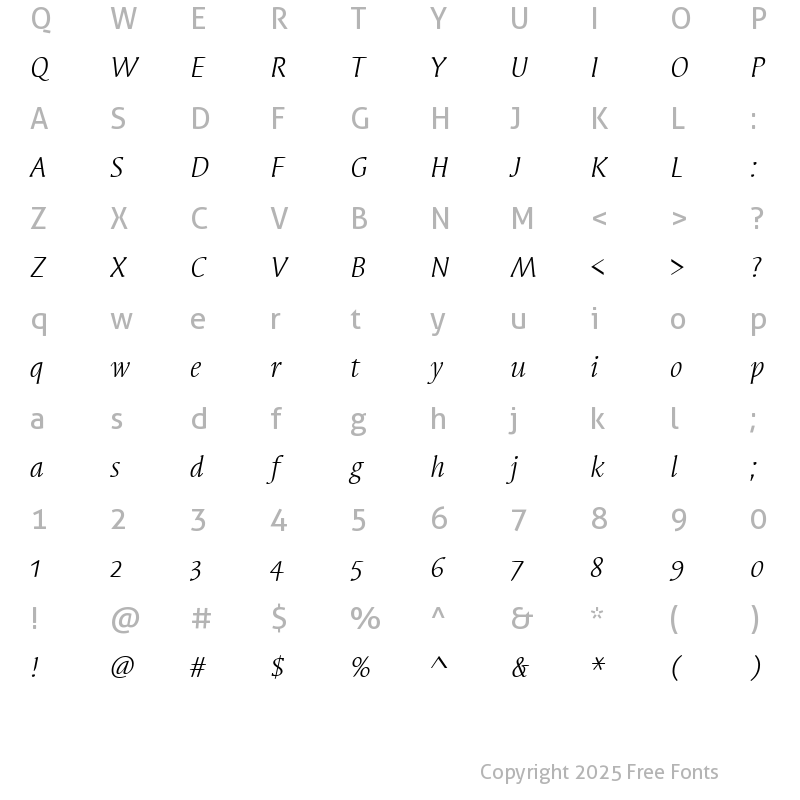 Character Map of Syndor OS ITC TT BookItalic