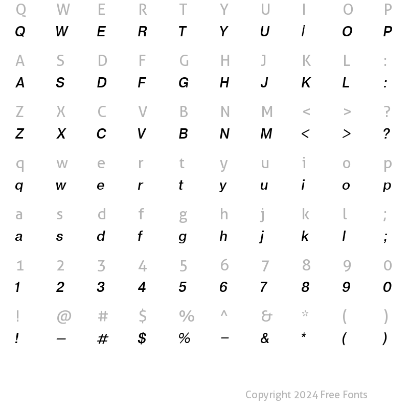 Character Map of Syntax Italic