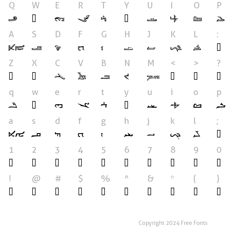 Character Map of syriac Regular