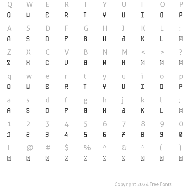 Character Map of Systemcode V2 Regular