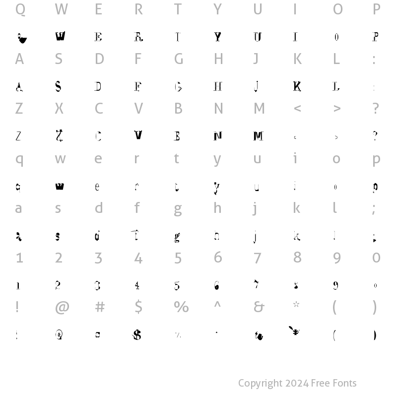 Character Map of Syzygy ElegantDisplay Regular