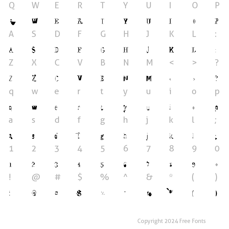 Character Map of Syzygy ElegantText Regular