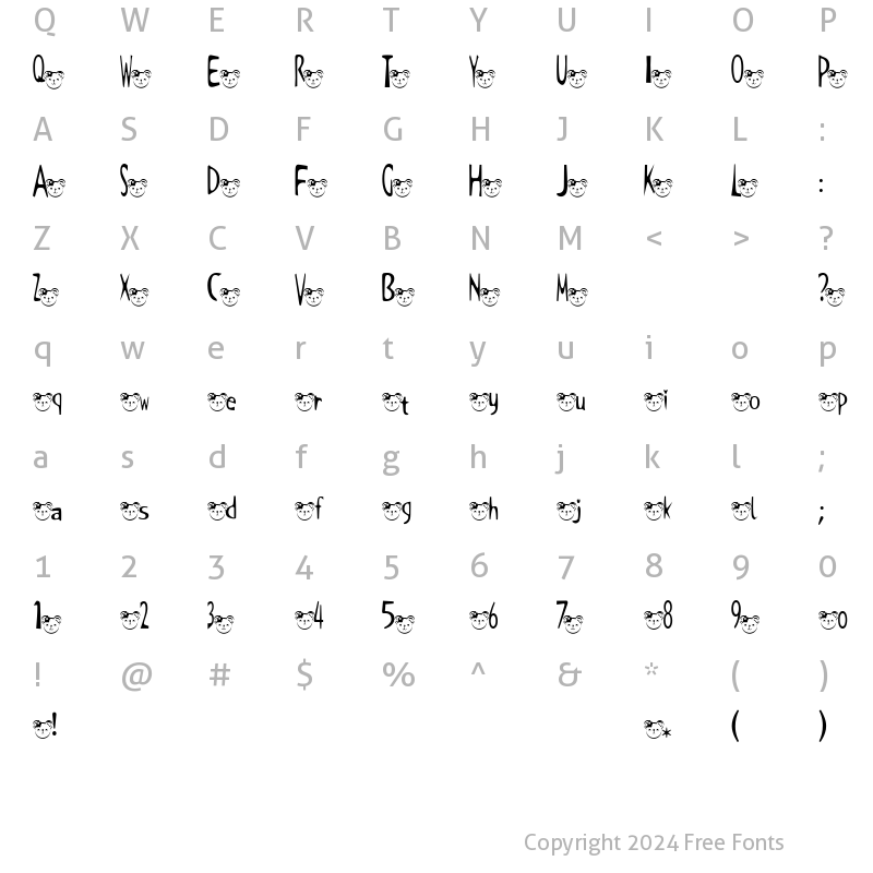 Character Map of t-kuma2 Font Regular