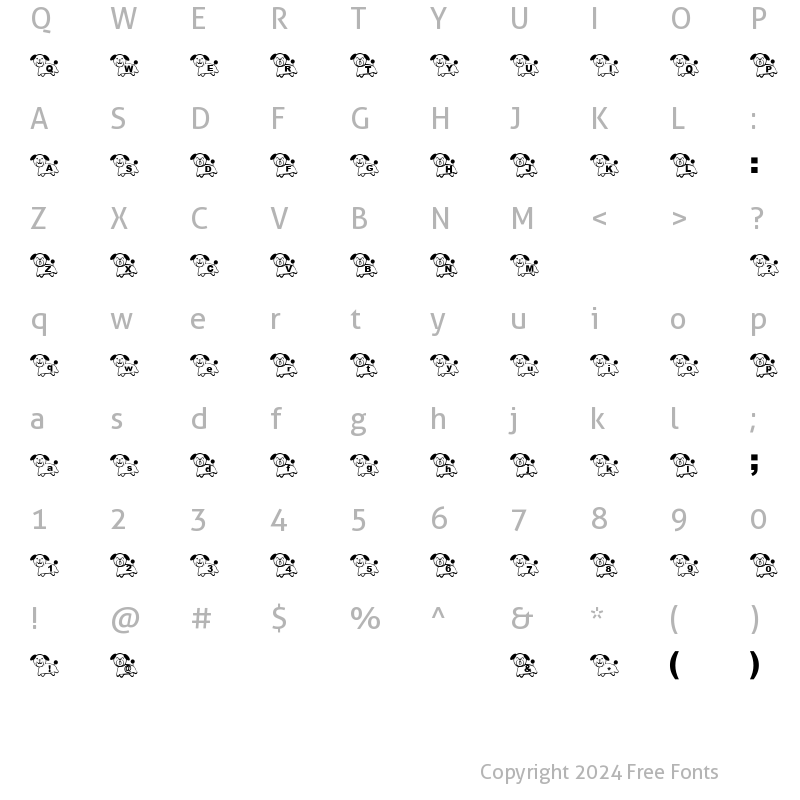 Character Map of T-wan font Regular