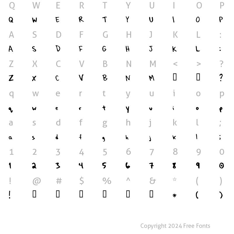 Character Map of taberhand Regular