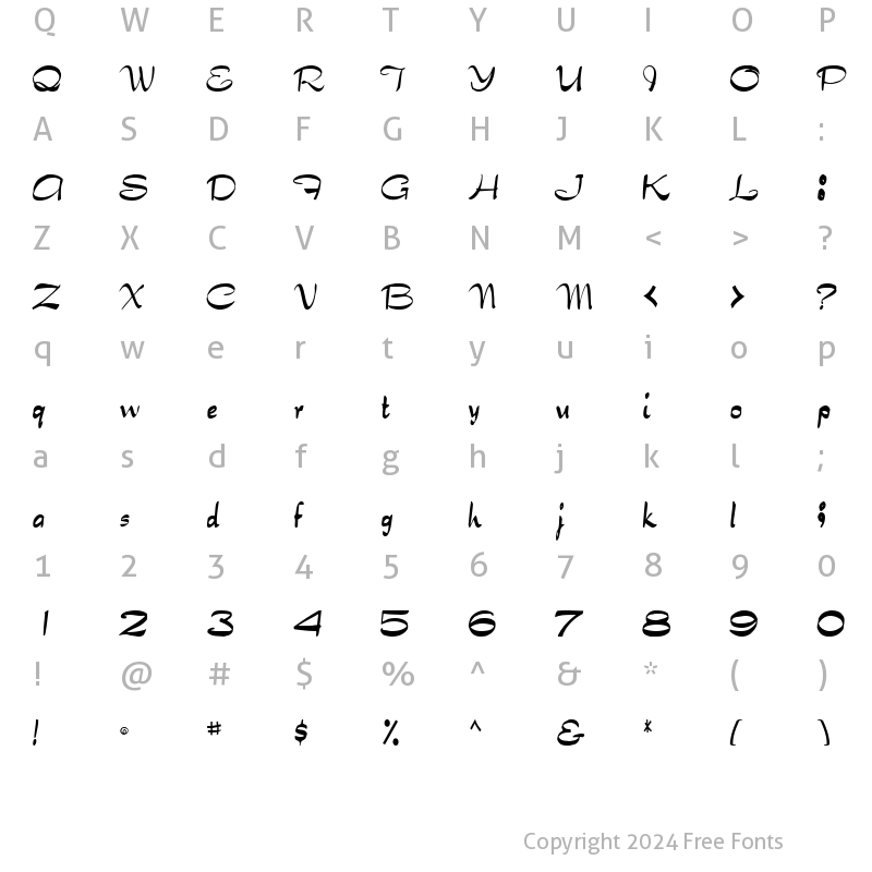 Character Map of TabithaType32 Regular