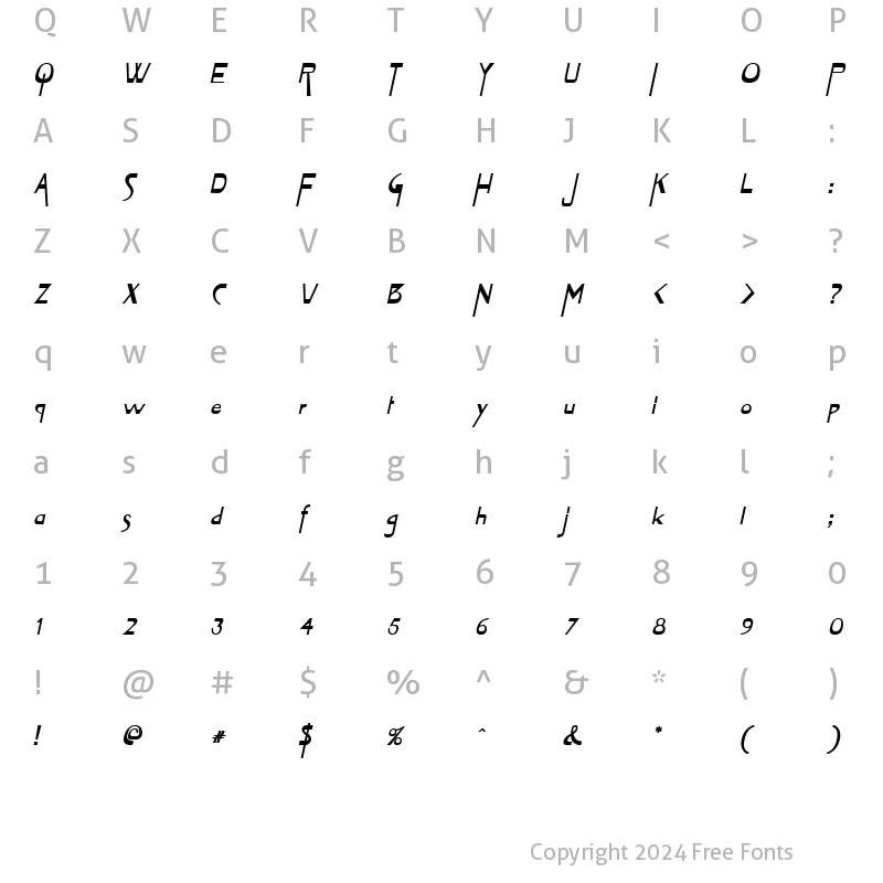 Character Map of Tablet Bold Italic