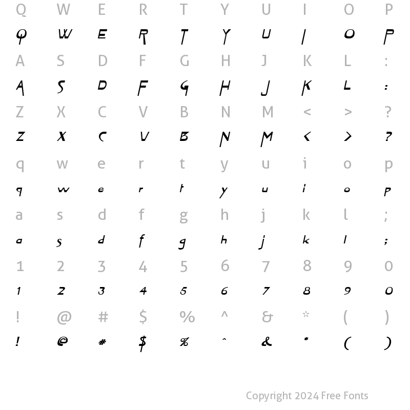 Character Map of Tablet-Extended Bold Italic