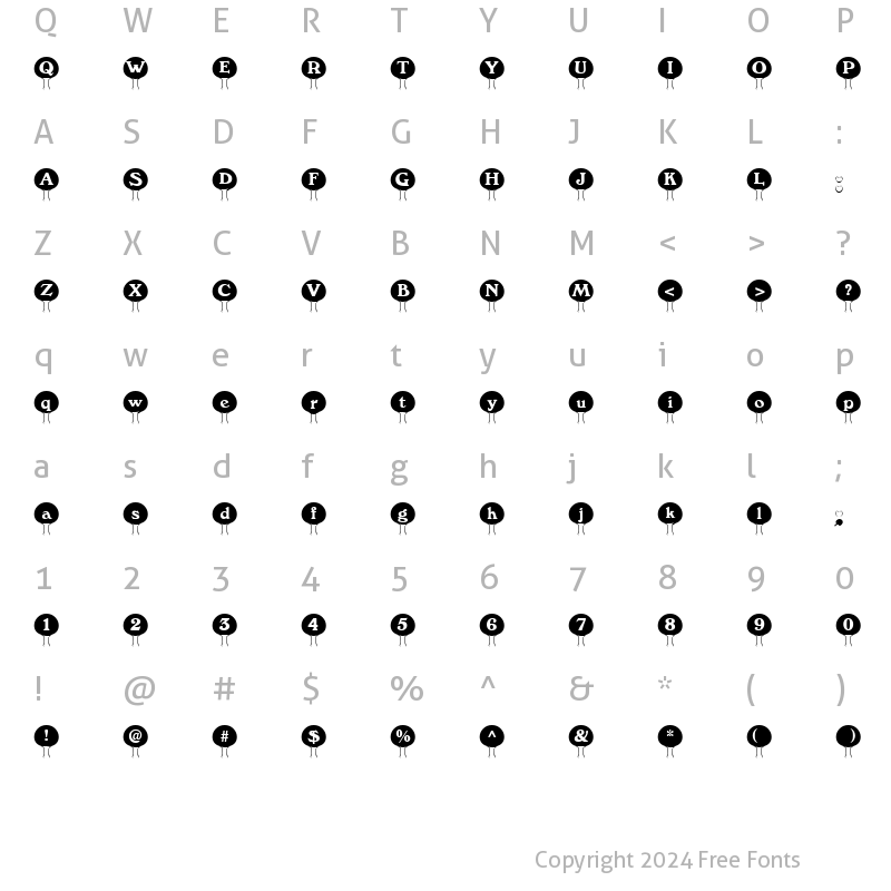 Character Map of TableTBlack Becker Normal