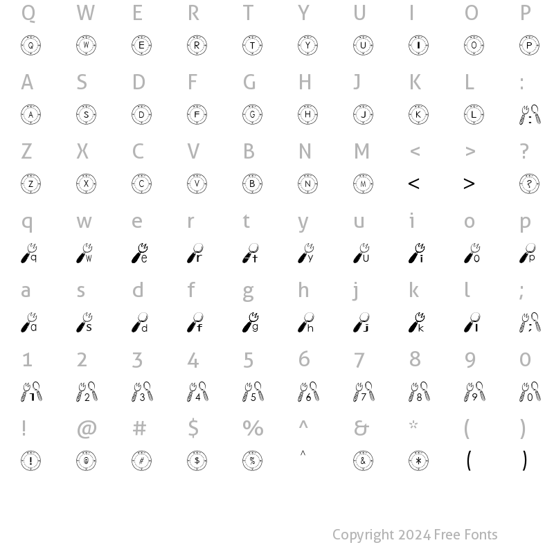 Character Map of Tableware Font Regular