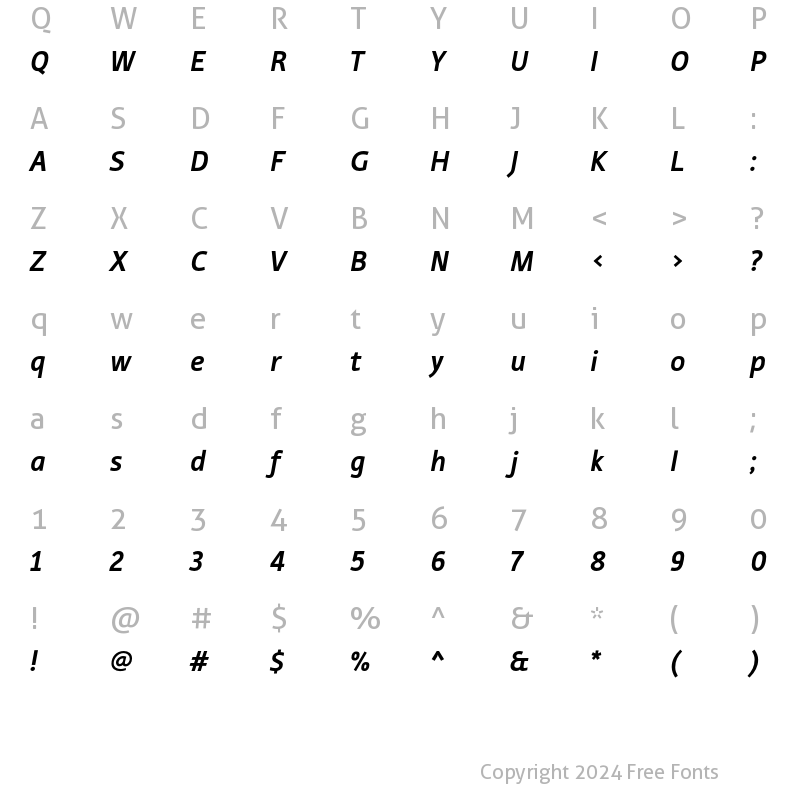 Character Map of Tabula ITC Std Bold Italic