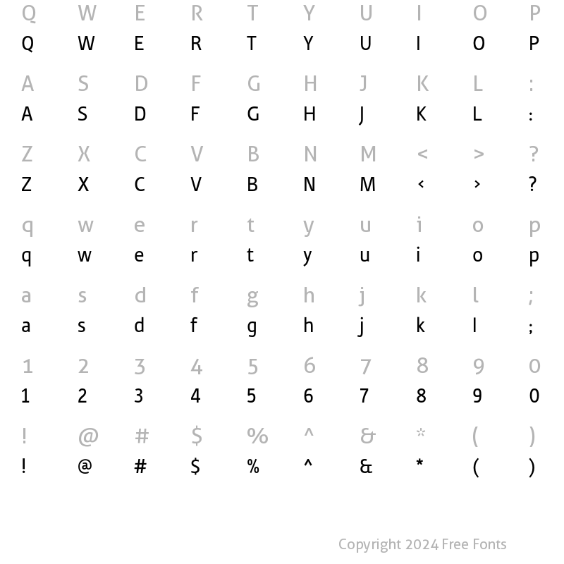 Character Map of Tabula ITC Std Book