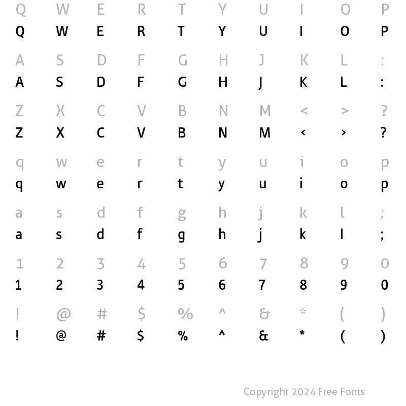 Character Map of Tabula ITC Std Medium