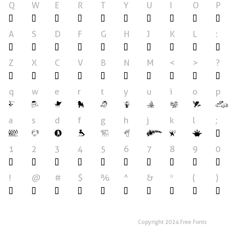 Character Map of TackODing Dingbat