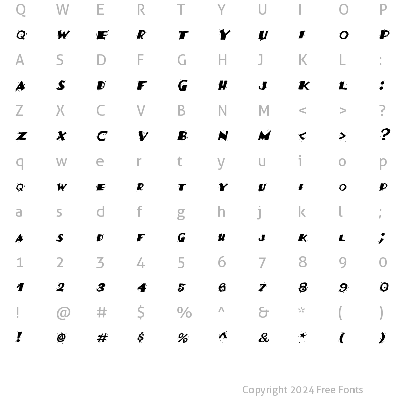 Character Map of TacoFestiva Italic